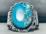 Huge Vintage Native American Navajo Gilbert Turquoise Sterling Silver Bracelet-Nativo Arts