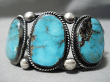 Astounding Vintage Native American Navajo Blue Diamond Turquoise Sterling Silver Bracelet-Nativo Arts