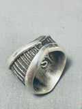 Heavy 4 Directions Vintage Native American Navajo Sterling Silver Yazzie Ring-Nativo Arts