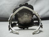 Towering Vintage Native American Navajo Royston Turquoise Sterling Silver Leaves Bracelet-Nativo Arts