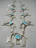 Important Native American Navajo Turquoise Betsoi Family Sterling Silver Necklace-Nativo Arts