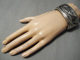 Symbolic Vintage Native American Navajo Thomas Singer Hogan Sterling Silver Bracelet Old-Nativo Arts