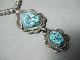 Intense Turquoise Vintage Native American Navajo Sterling Silver Necklace-Nativo Arts
