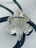 Signed Important Native American Navajo Sterling Silver Toad Bolo Tie-Nativo Arts
