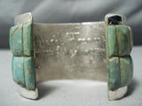 Monster Native American Rectangular Green Turquoise Sterling Silver Bracelet-Nativo Arts