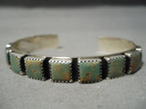 Very Rare!! Vintage Native American Navajo Squared Royston Turquoise Sterling Silver Bracelet-Nativo Arts