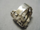 Rare Vintage Native American Navajo Blue Diamond Turquoise Sterling Silver Ring Old-Nativo Arts