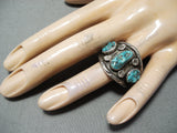 Tremendous Vintage Native American Navajo Kingman Turquoise Sterling Silver Ring-Nativo Arts