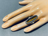 Signed Dynamic Native American Navajo Tigers Eye Sterling Silver Ring Signed-Nativo Arts