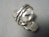 Amazing Vintage Native American Navajo Hand Carved Leaf Sterling Silver Nartive American Ring-Nativo Arts