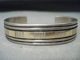 Bruce Morgan Vintage Native American Navajo Sterling Silver And 14k Gold Bracelet-Nativo Arts
