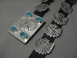 Native American Heavy Chief Turquoise Sterling Silver Concho Belt- 293 Grams!!-Nativo Arts