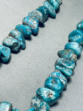 308 Gram Mind Blowing Native American Navajo Turquoise Nugget Sterling Silver Tube Necklace-Nativo Arts