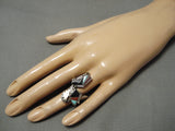 Important Inlay Master Vintage Native American Navajo Turquoise Sterling Silver Ring Old-Nativo Arts