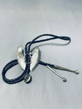 One Of The Finest Vintage Native American Navajo Turquoise Sterling Silver Bolo Tie-Nativo Arts