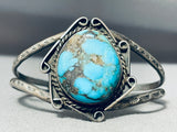Rare Old Morenci Turquoise Vintage Native American Navajo Sterling Silver Bracelet Old-Nativo Arts
