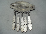 Native American Unique Vintage Santo Domingo Sterling Silver Feather Pendants Pin-Nativo Arts