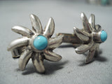 Exceptional Vintage Native American Navajo Sleeping Beauty Turquoise Sterling Silver Cuff Links-Nativo Arts