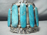 Best Vintage Native American Navajo Long Turquoisesterling Silver Bracelet Old-Nativo Arts