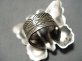 Marvelous Vintage Native American Navajo Pilot Mountain Turquoise Sterling Silver Butterfly Ring-Nativo Arts