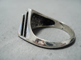 Expressive Vintage Navajo Denim Lapis Sterling Silver Ring Native American Old-Nativo Arts