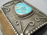 Superior Vintage Native American Navajo Pilot Mountain Turquoise Sterling Silver Ketoh Bracelet-Nativo Arts