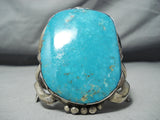 Giant Huge 200+ Gram Vintage Native American Navajo Rare Lake Turquoise Sterling Silver Bracelet-Nativo Arts