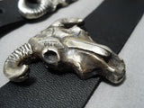 Heavy!! Cow Skull Hand Wrought Sterling Silver Concho Belt-Nativo Arts