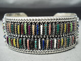 Beautiful Rainbow Turquoise Vintage Native American Navajo Sterling Silver Signed Bracelet-Nativo Arts