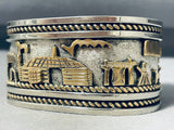 Heavy 92 Gram Expert Detail Native American Navajo Sterling Silver Gold Bracelet-Nativo Arts