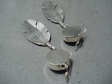 Incredible Native American Navajo Black Onyx Sterling Silver Feather Earrings-Nativo Arts