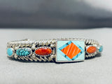 Important Vintage Native American Navajo Ray Tracey Turquoise Sterling Silver Wire Bracelet-Nativo Arts