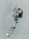 Marvelous Vintage Native American Navajo Turquoise Sterling Silver Eagle Tie Tack-Nativo Arts