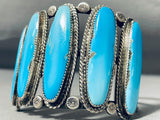 Museum Mind Blowing Vintage Native American Navajo Long Turquoise Sterling Silver Bracelet-Nativo Arts