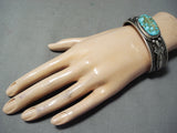 Important High Grade Native American Navajo Turquoise Albert Jake Sterling Silver Bracelet-Nativo Arts