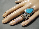 Amazing Vintage Native American Navajo Old Kingman Sterling Silver Kachina Ring-Nativo Arts