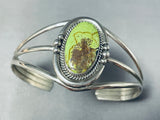 Native American Incredible Vintage Running Bear Green Gaspeite Sterling Silver Bracelet-Nativo Arts