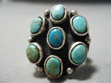 Huge Vintage Native American Navajo Royston Turquoise Snake Eyes Sterling Silver Ring-Nativo Arts