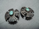 Expressive Vintage Native American Navajo Royston Turquoise Sterling Silver Clip Earrings-Nativo Arts