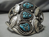 Museum Quality!! Vintage Native American Navajo High Grade Turquoise Sterling Silver Bracelet-Nativo Arts