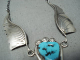 Marie Thompson Vintage Native American Navajo Sleeping Beauty Turquoise Sterling Silver Necklace-Nativo Arts