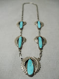 Unique Vintage Native American Navajo Royston Turquoise Sterling Silver Necklace Old-Nativo Arts