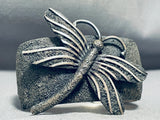 Native American One Of The Most Unique Ever Vintage Navajo Dragonfly Sterling Silver Bracelet-Nativo Arts