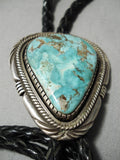 Important Vintage Native American Navajo Delbert Vandever Turquoise Sterling Silver Bolo Tie-Nativo Arts