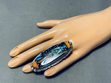 One Of The Biggest And Most Intricate Native American Navajo Turquoise Sterling Silver Ring-Nativo Arts