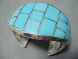 Benny Touchine Vintage Native American Navajo Turquoise Inlay Sterling Silver Bracelet-Nativo Arts