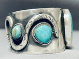 Snake Vintage Native American Navajo Kingman Turquoise Sterling Silver Bracelet-Nativo Arts