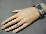Stunning Vintage Native American Navajo Blue Thunder Turquoise Sterling Silver Bracelet-Nativo Arts