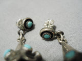 Quality Vintage Native American Navajo Snake Eyes Turquoise Sterling Silver Earrings Old-Nativo Arts