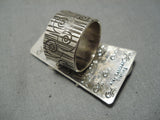 One Of Most Intricate Native American Navajo Turquoise Sterling Silver Ring-Nativo Arts